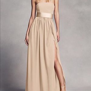 Vera Wang Champagne Strapless Bridesmaid Dress